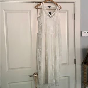 Custom white lace ankle dress